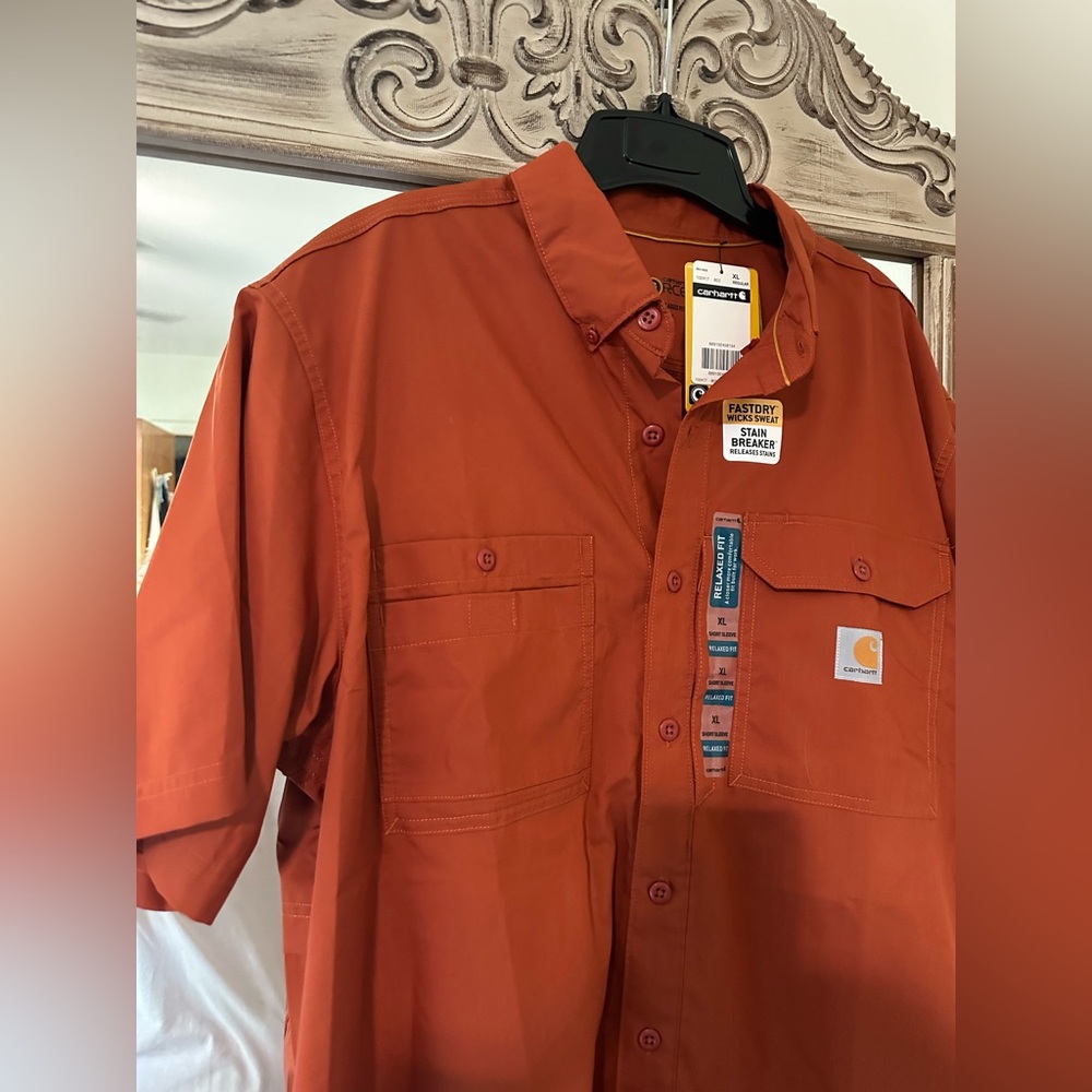 carhartt short sleeve button down with vent back